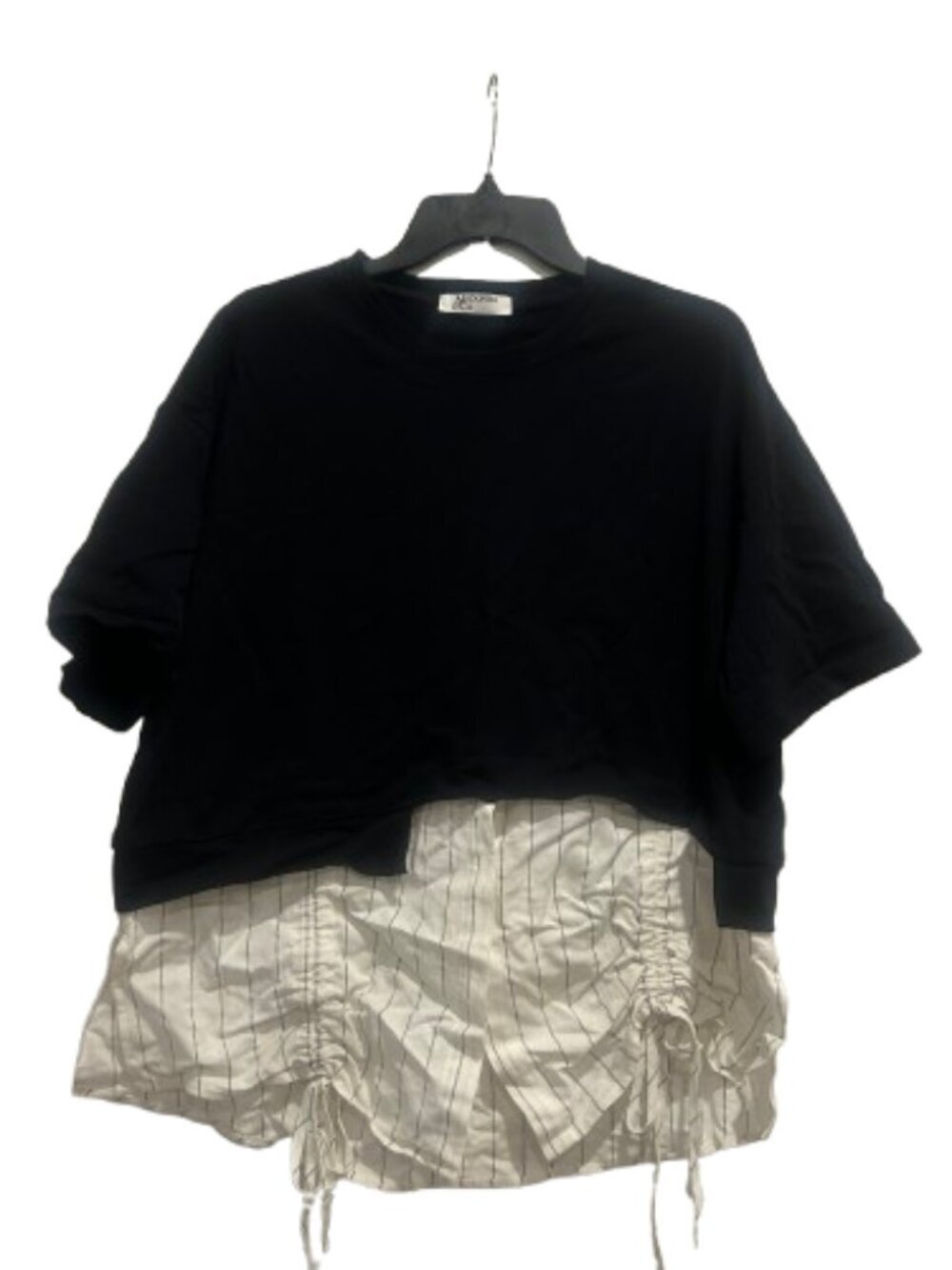 Madonna & Co Black and White Short Sleeve Blouse Womens Size M